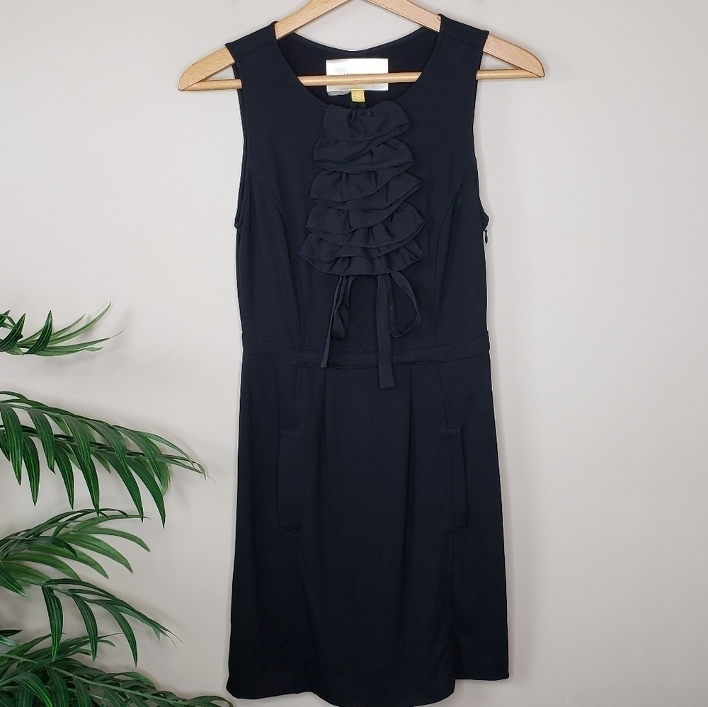 Anthropologie Leifsdottir Black Tiered Ruffle Dress Size XS Classy Party